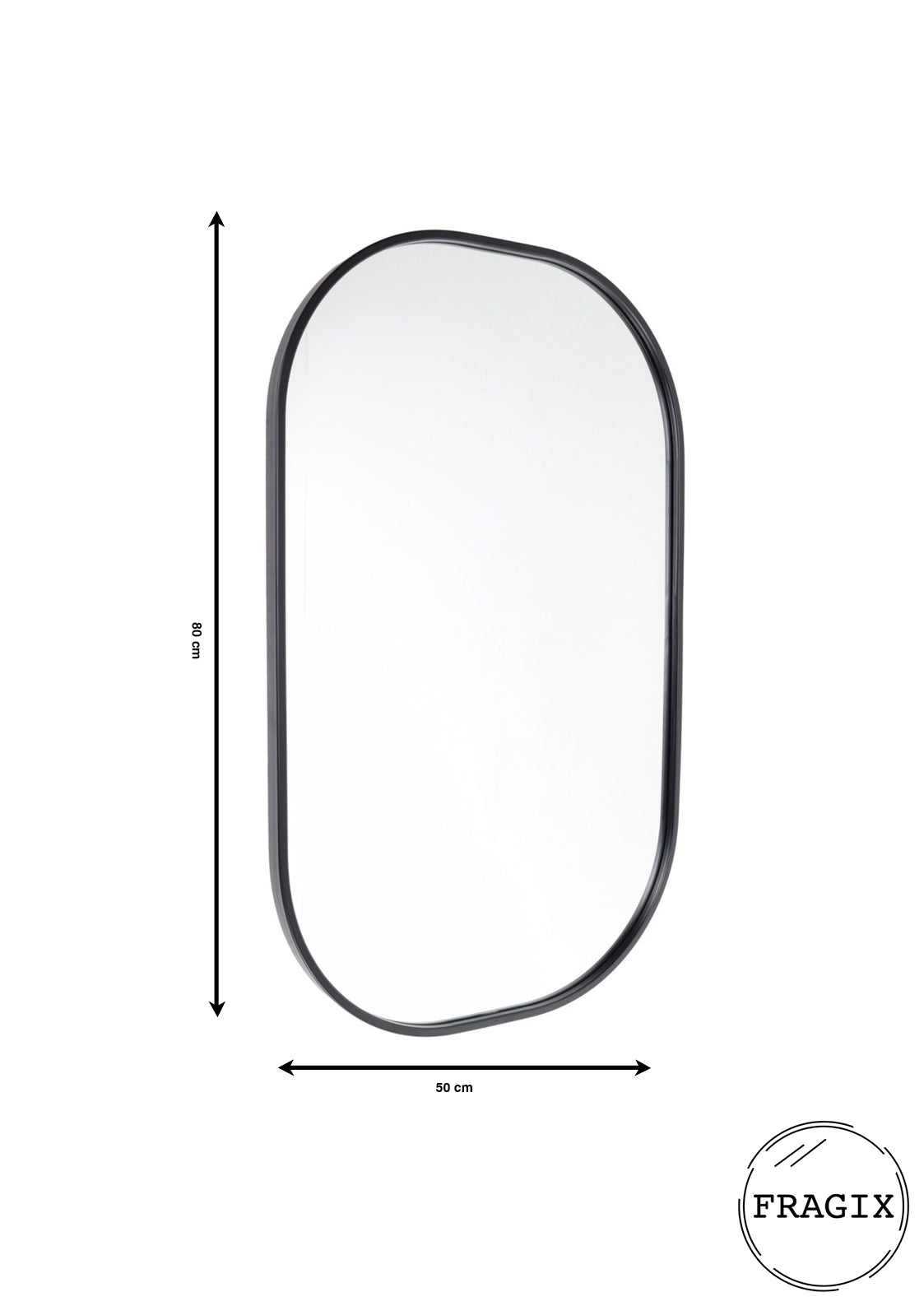 Fragix Iris Spiegel Ovaal - Zwart - Metaal - 80x50