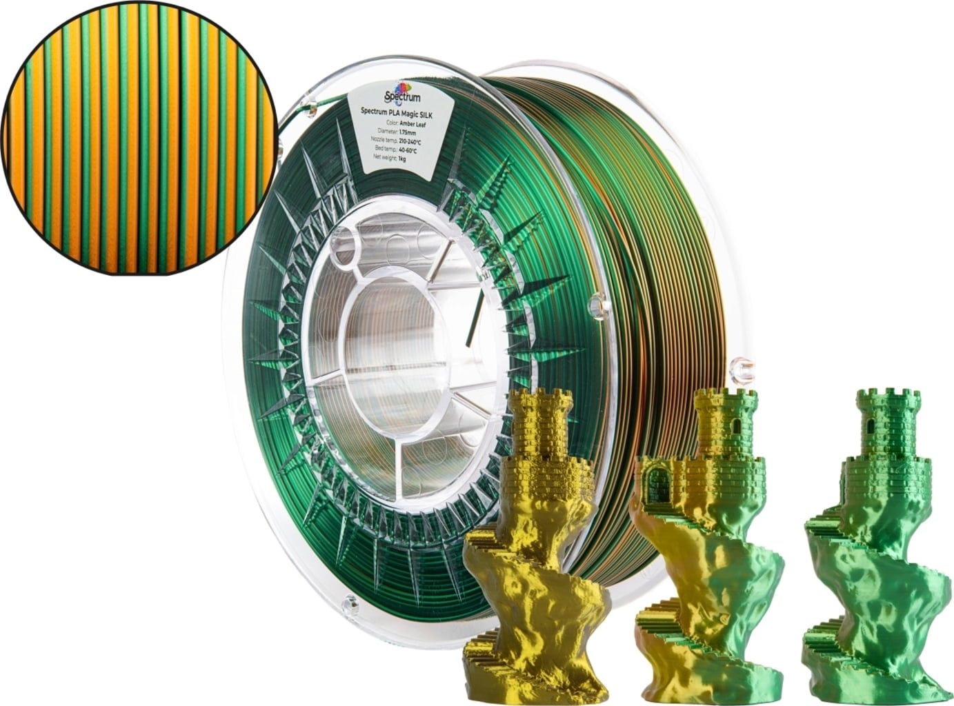 Spectrum  PLA Magic Silk Amber Leaf, 1,75 mm / 1000 g    Seidiges PLA Finish in Amber Leaf