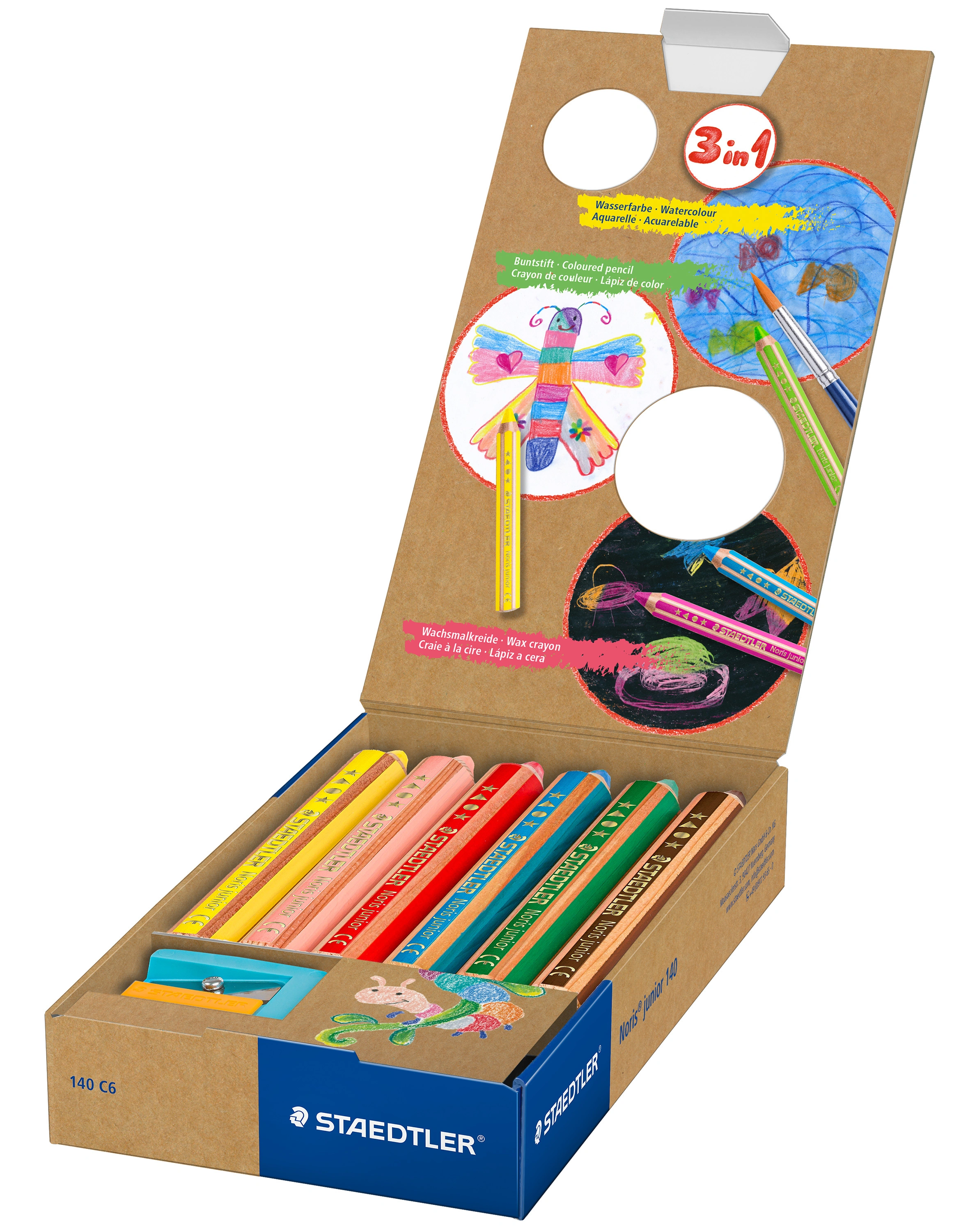 140 C6 buddy-Buntstifte 3 in 1 mit 6 Farben