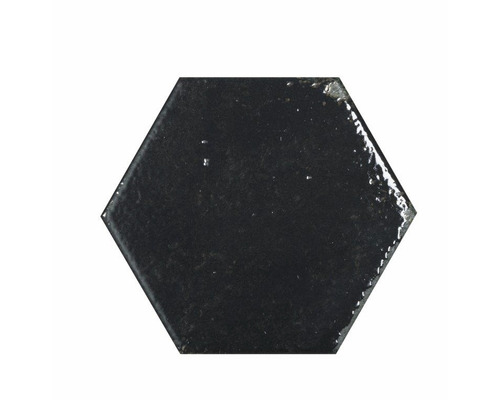 Steengoed hexagonale tegel Alma 13 x 15 cm glanzend zwart