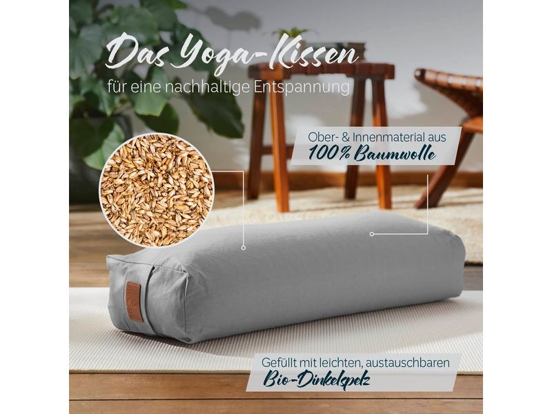DoYourYoga Yoga-Bolster Paravati Bio-Dinkelspelz, Grau Yoga-Zubehör