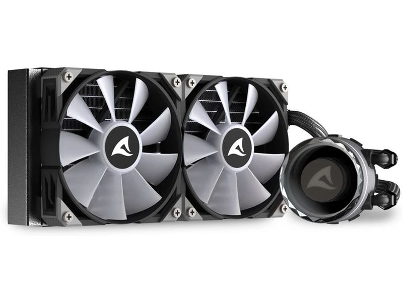 Sharkoon Wasserkühlung S80 RGB Schwarz Kompakte All-in-One-Wasserkühlung mit einem 240-Millimeter-Radiator