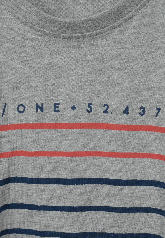 T-Shirt im Streifenmix - silver grey melange