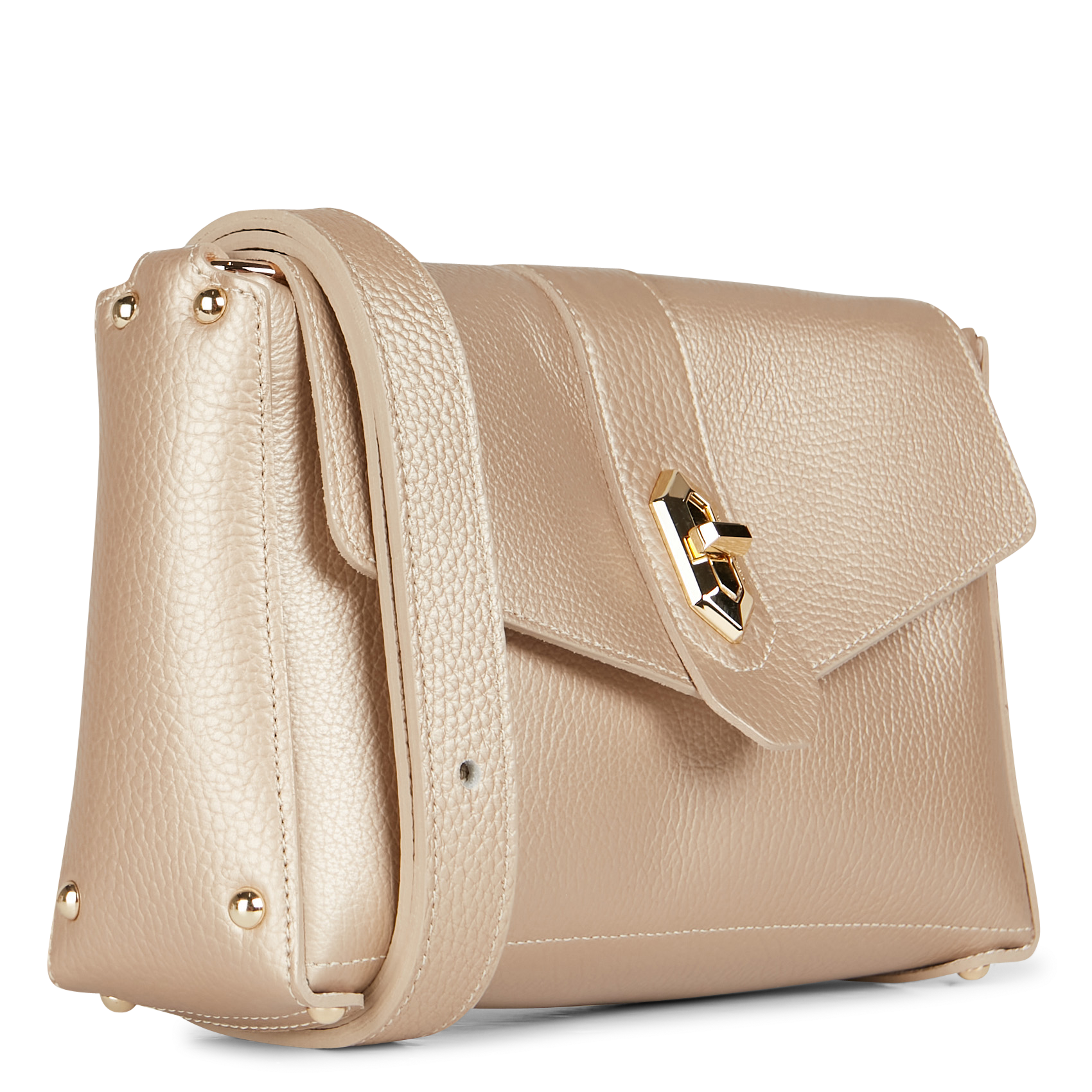 Sac bandoulière en cuir| Doré