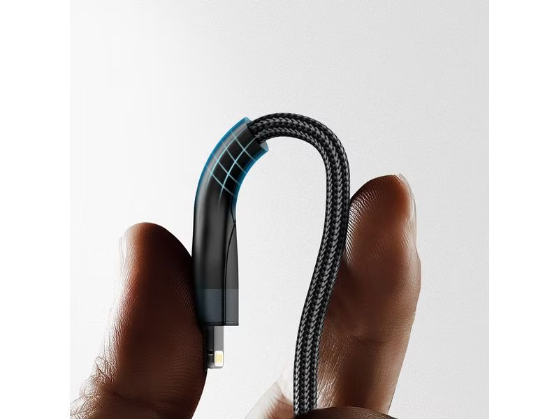(1.2m) 15W 4in1 USB C / USB A auf 2x USB C / Lightning / Micro USB Ladekabel Nylon Datenkabel Power Delivery (541023) - Schwarz