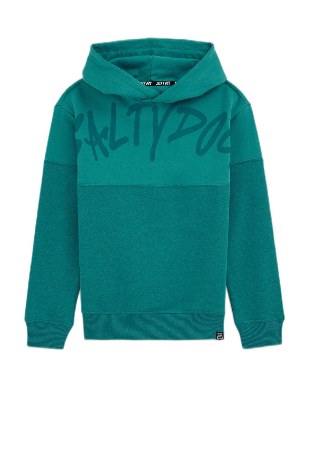 Salty Dog sweater met tekst petrol groen