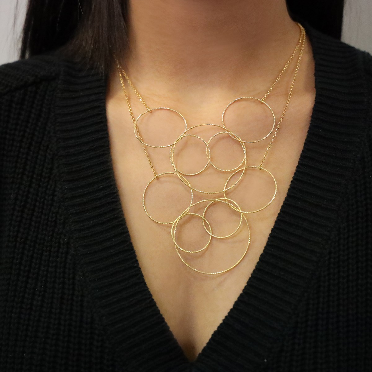 Collier Drapé Argent Doré Diamanté Sofia
