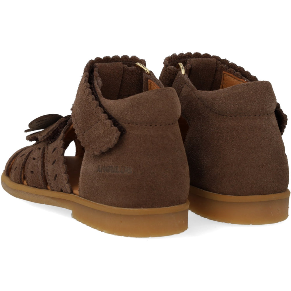 Køb Angulus Dark Taupe/Gold Shine Sandal Med Sommerfugl Og Dobbelt Velcro
