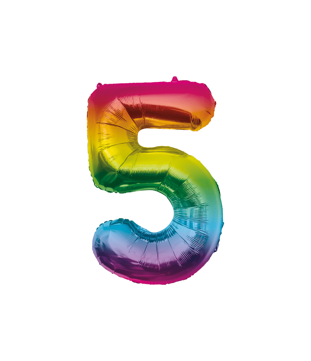 5 Jaar Helium Ballon Regenboog Leeg 86cm