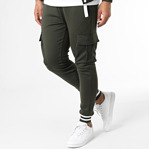 Ensemble De Survetement Vert Kaki Blanc