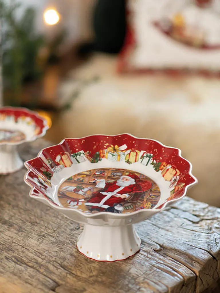 VILLEROY & BOCH Toy's Fantasy Schale auf Fuß, Santa liest Wunschzettel 24x24x12cm bunt