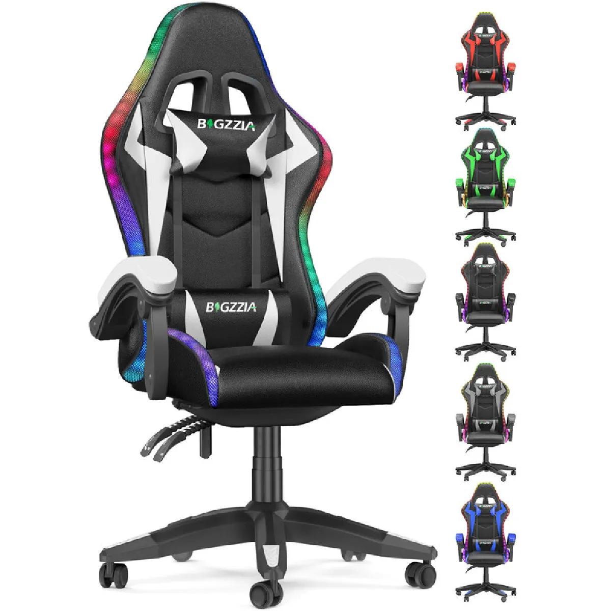 RATTANTREE Chaise Gaming LED - Noir et Blanc