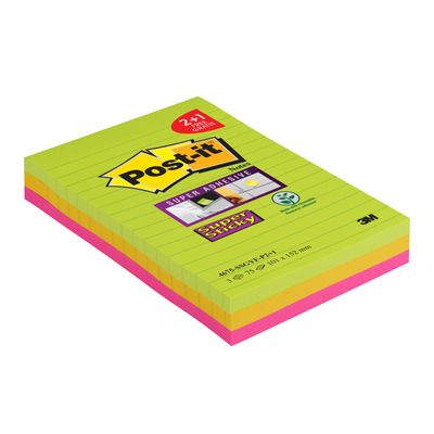 Post-it - 3 Blocs notes Super Sticky - grand format 101 x 152 mm