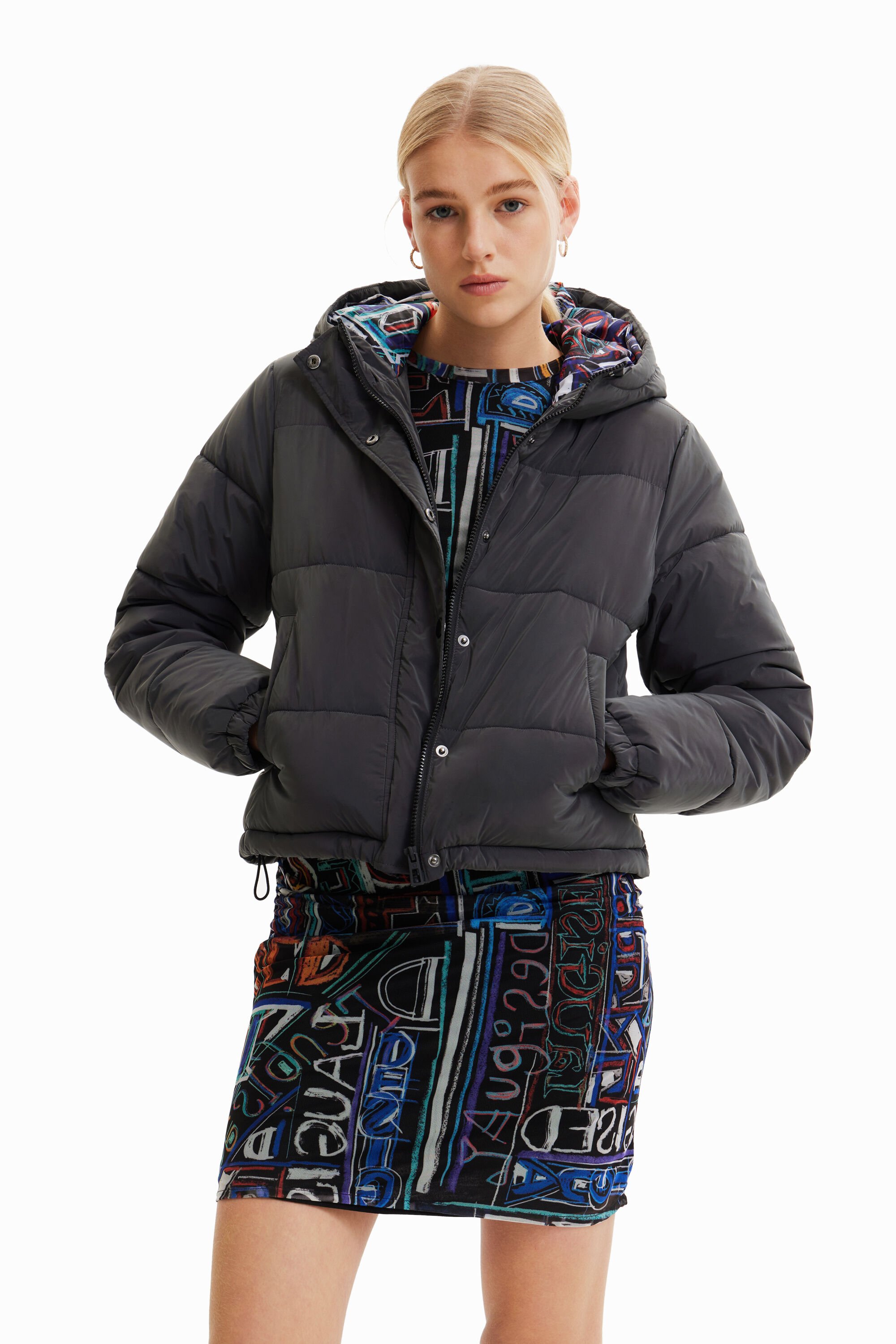 Blouson court matelassé moiré
