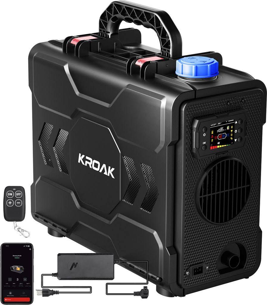 KROAK TB2 12V/24V 8KW Diesel-Luftheizung mit 6L Tank, All-in-One Standheizung mit bluetooth-App, geeignet für Autos, LKWs, Boote, Busse und Wohnmo...