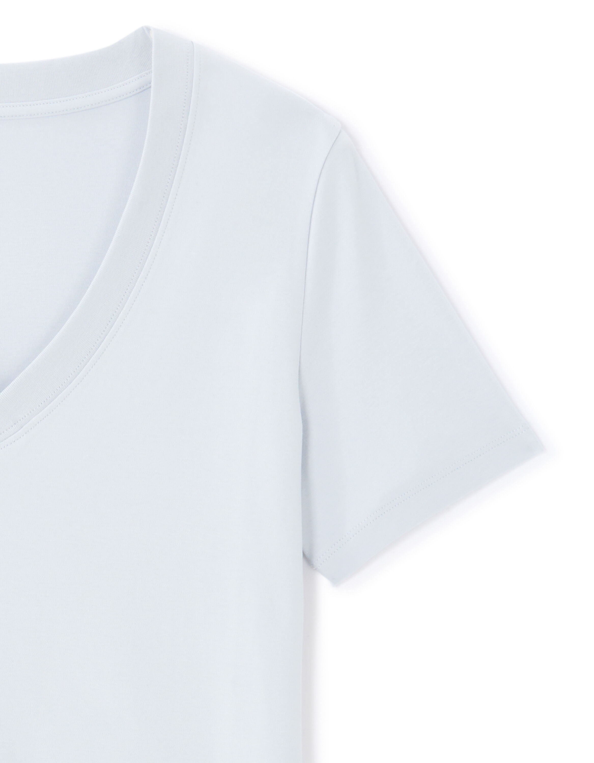 T-shirt en coton doux à col V - gris