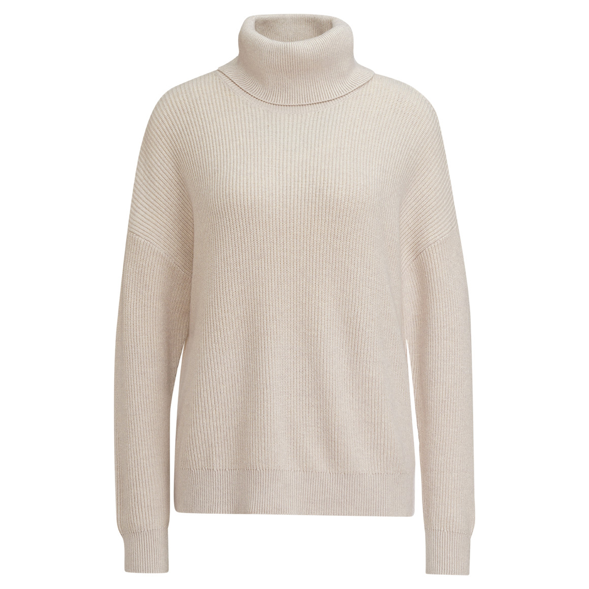 Gina Damen Strickpullover mit Rollkragen creme