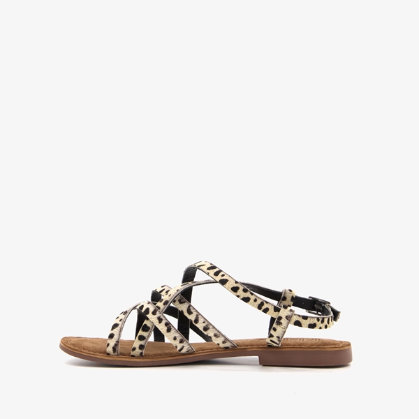 TwoDay leren dames sandalen met luipaardprint
