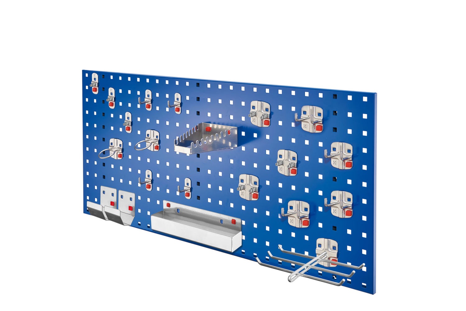 Kappes® RasterPlan by ABAX Starter Set #7 1x Geperforeerde plaat 1000x450mm 1x Gereedschapshouders assortiment 21-delig Gentiaanblauw RAL 5010