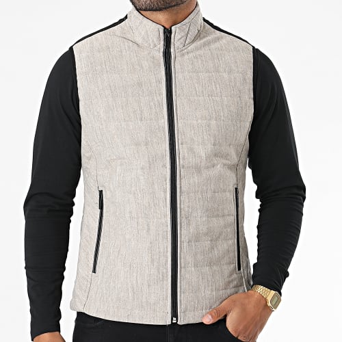 Veste Zippée Sans Manches 2000 Beige Chiné