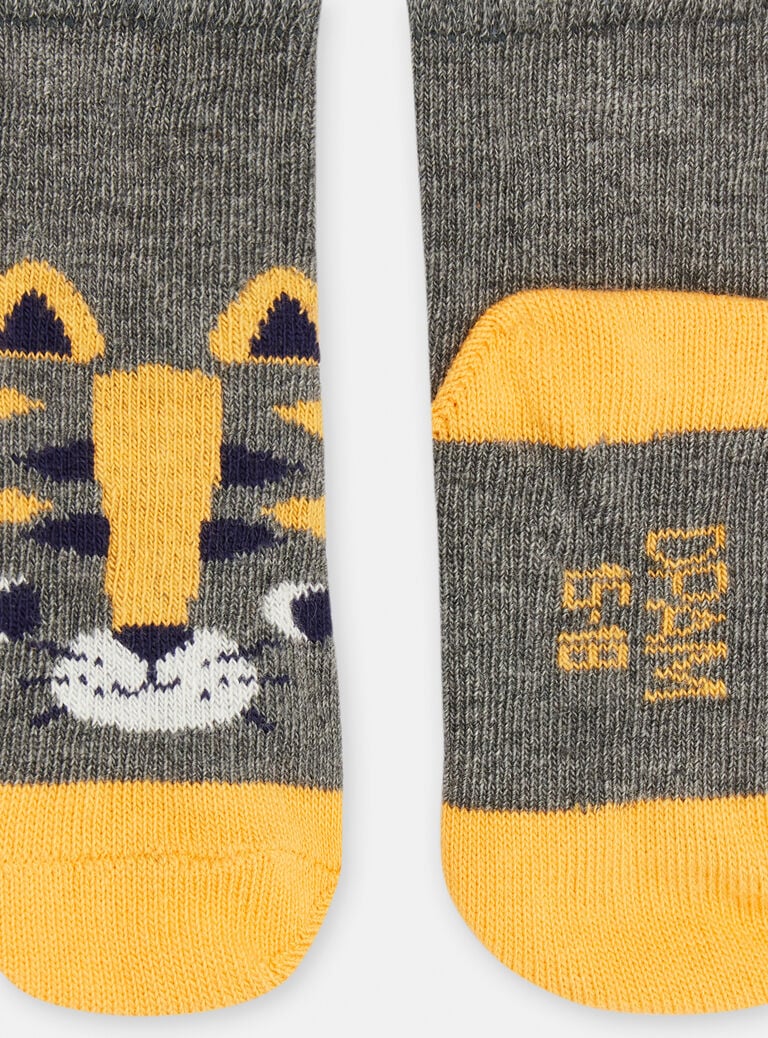 Chaussettes grises à motif chat