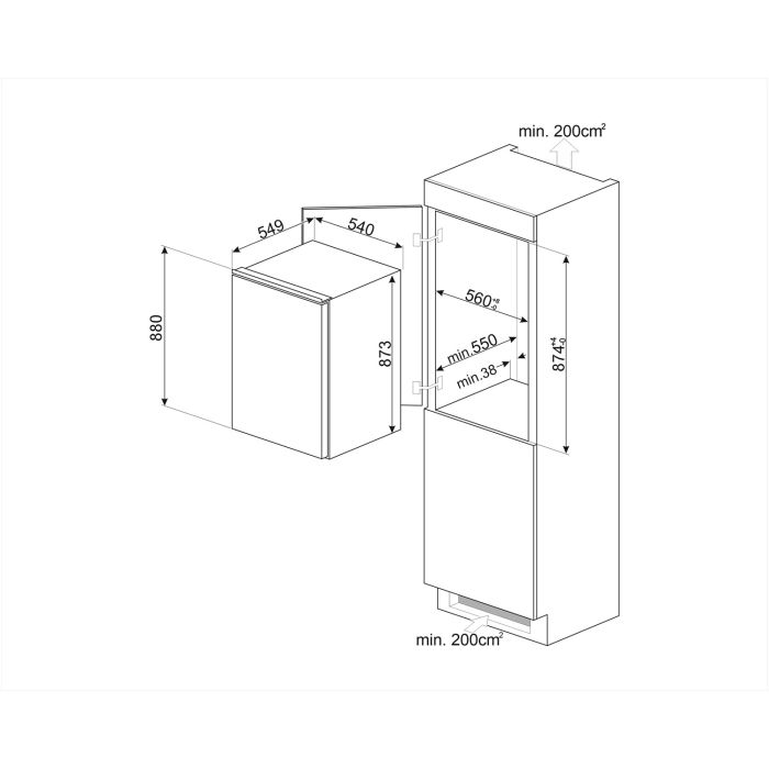 SMEG Einbau-Kühlschrank S4C092F