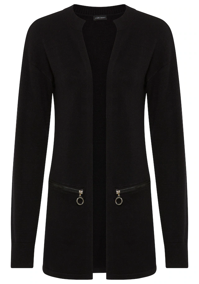 Laura Scott Strickjacke , kuscheliger Übergangsstrick in lässiger Langform mit Zipperdetails