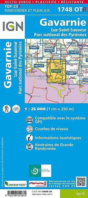 IGN - TOP25R 1748OTR GAVARNIE LUZ SAINT SAUVEUR 1 25 000
