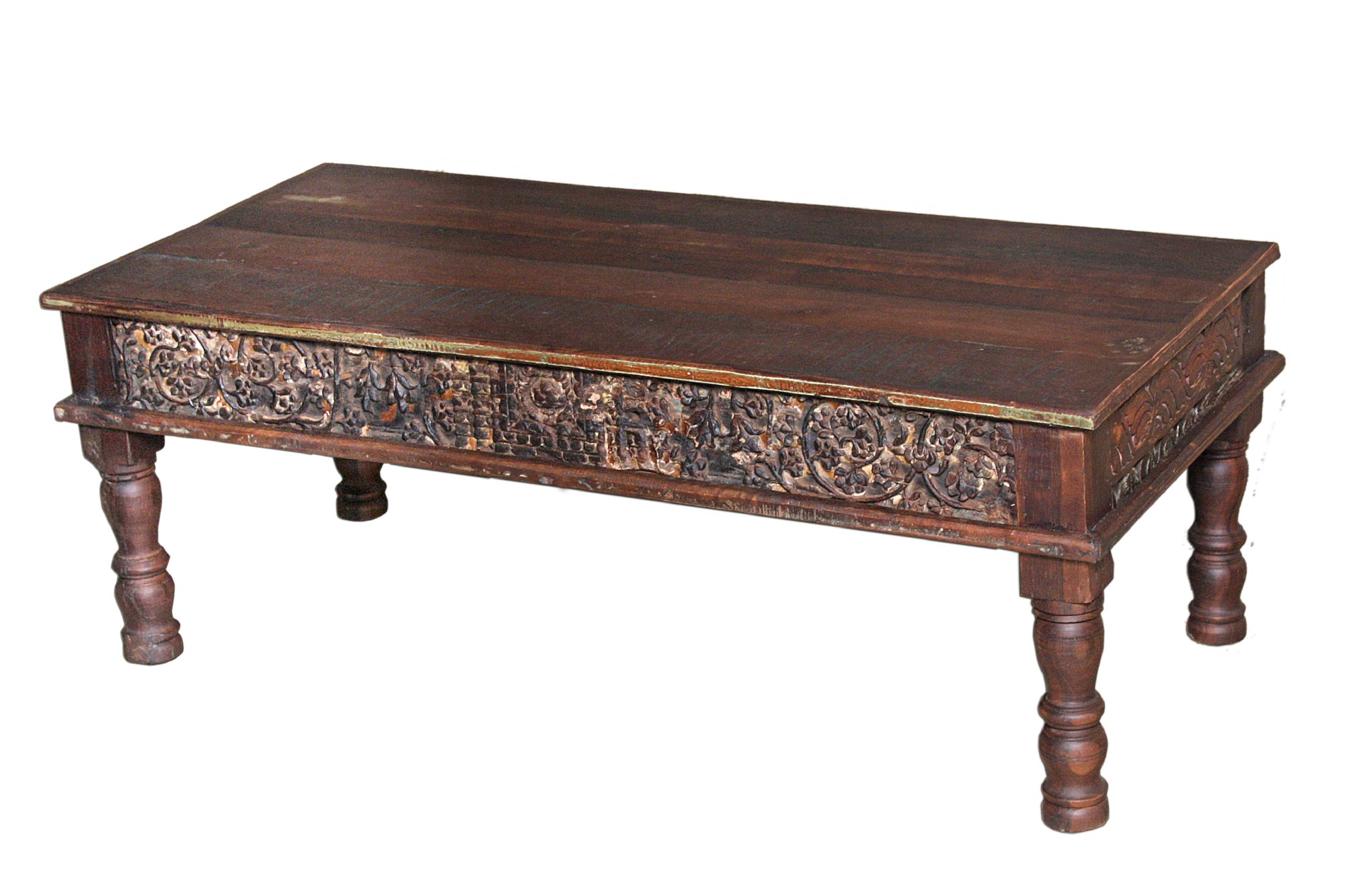 Couchtisch mit individuellen Schnitzereien, B 130 cm, T 60 cm, H 47 cm von fischer's lagerhaus
