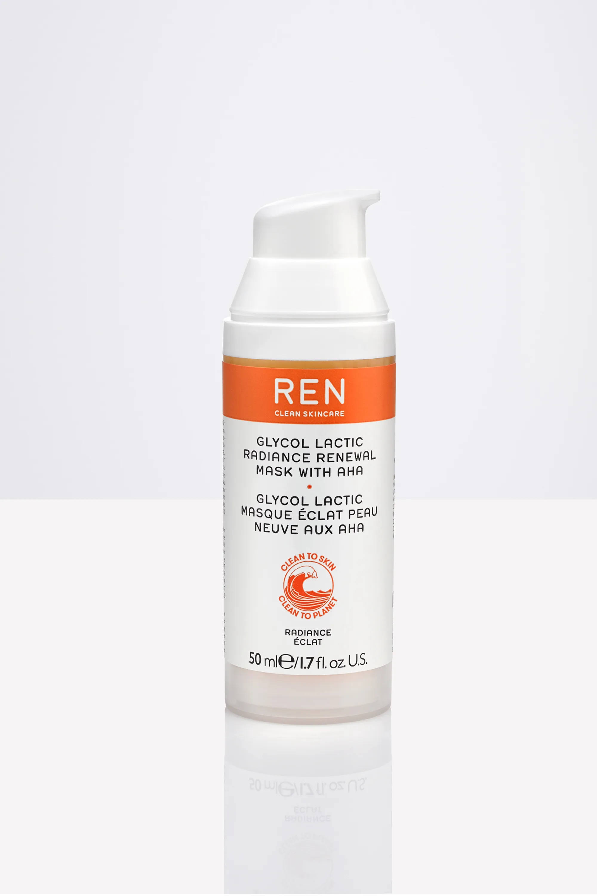 REN Masque éclat peau neuve aux AHA Glycol Lactic-50 ml