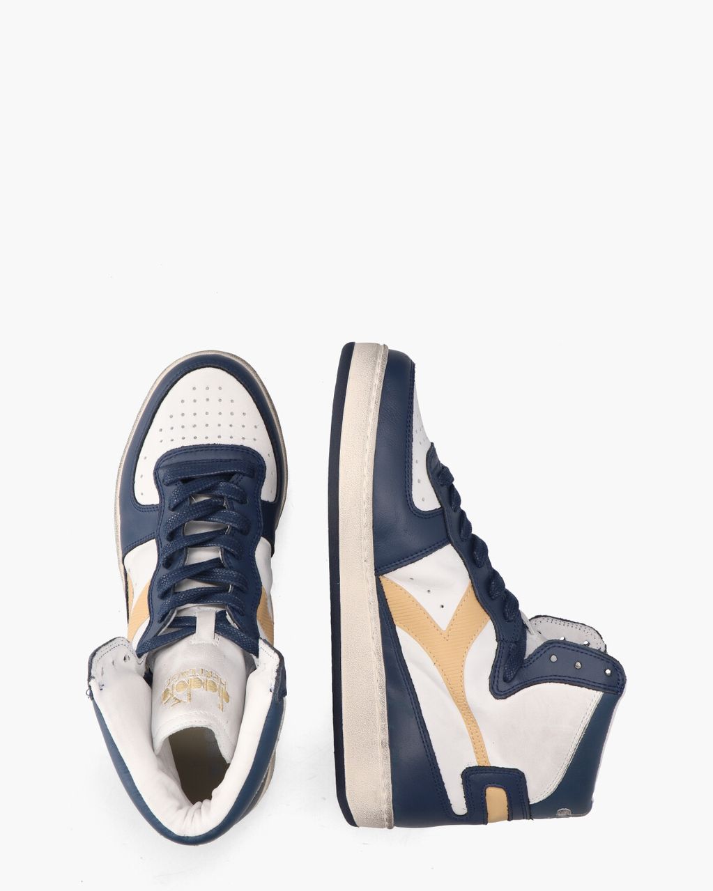 Diadora Heritage Mi Basket Used Wit/Blauw/Cognac Herensneakers