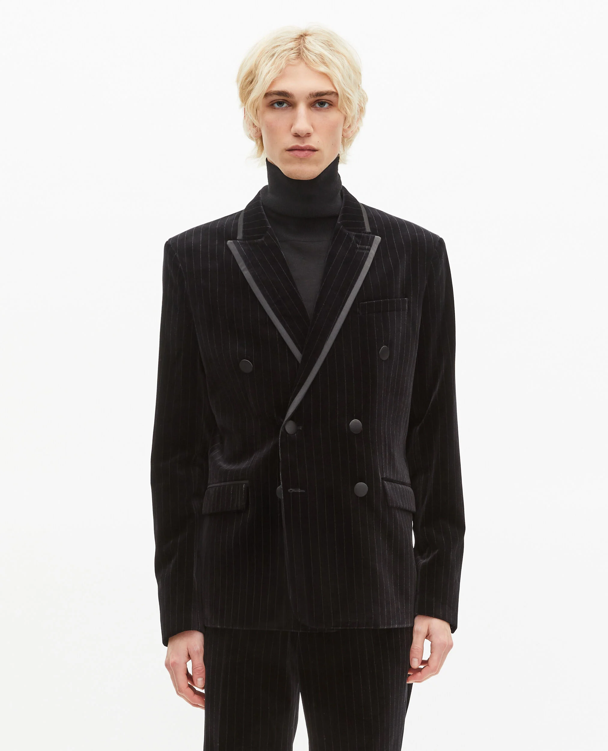 Veste de costume coupe droite en velours noir