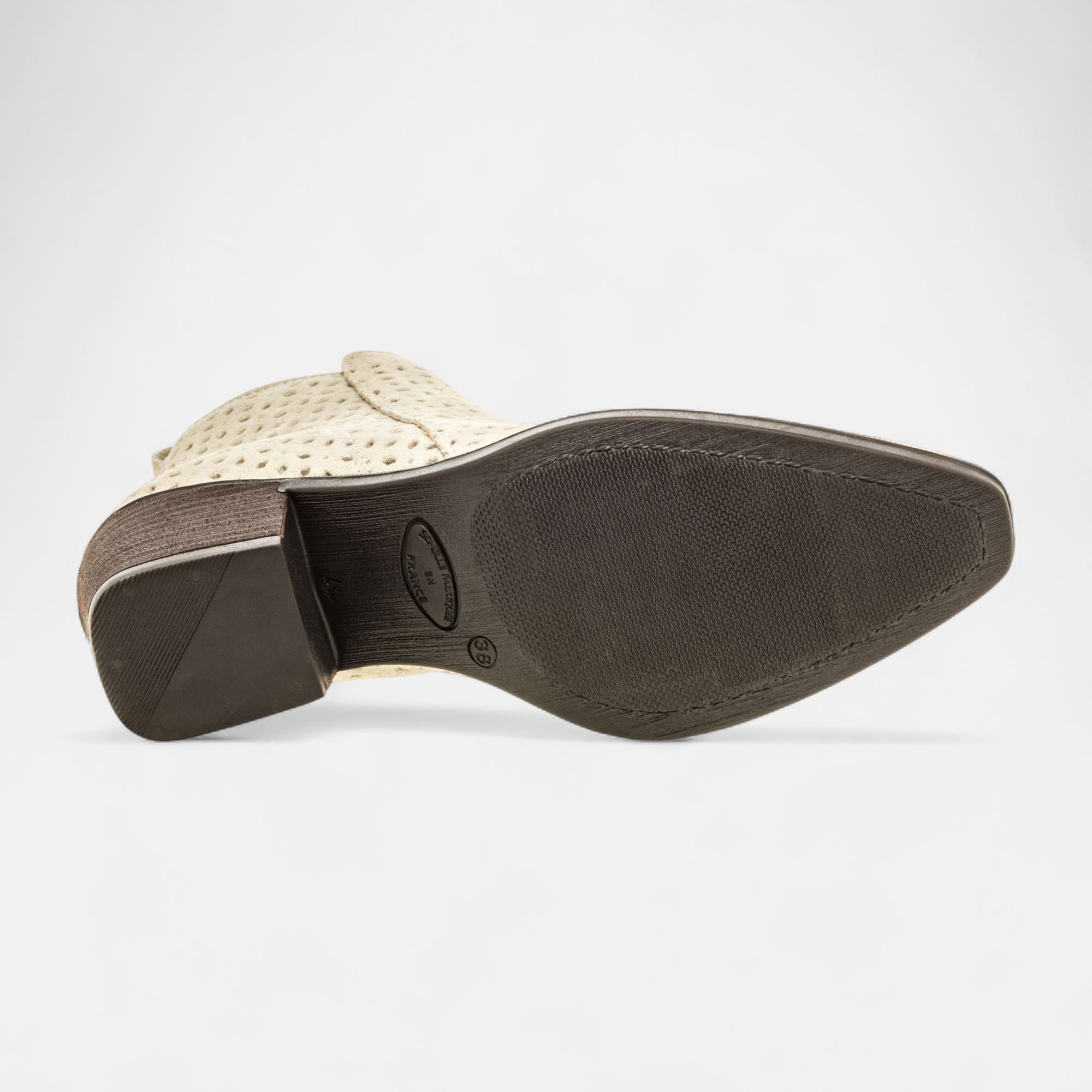 Bottines à talon Femme en cuir ecru