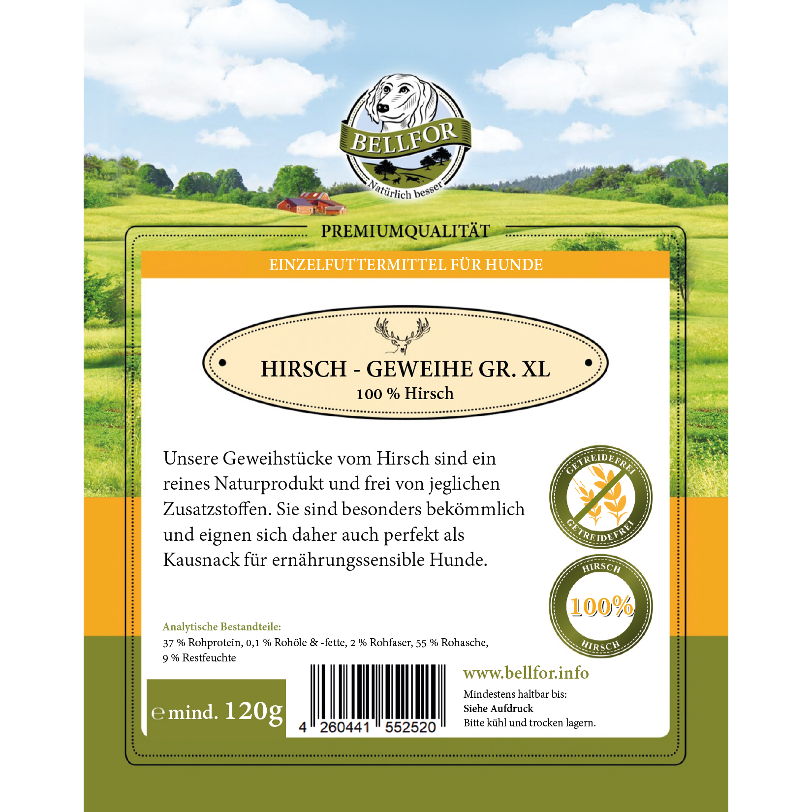 Snack pour chien - bois de cerf xl - hirsch-geweihe xl - 120g