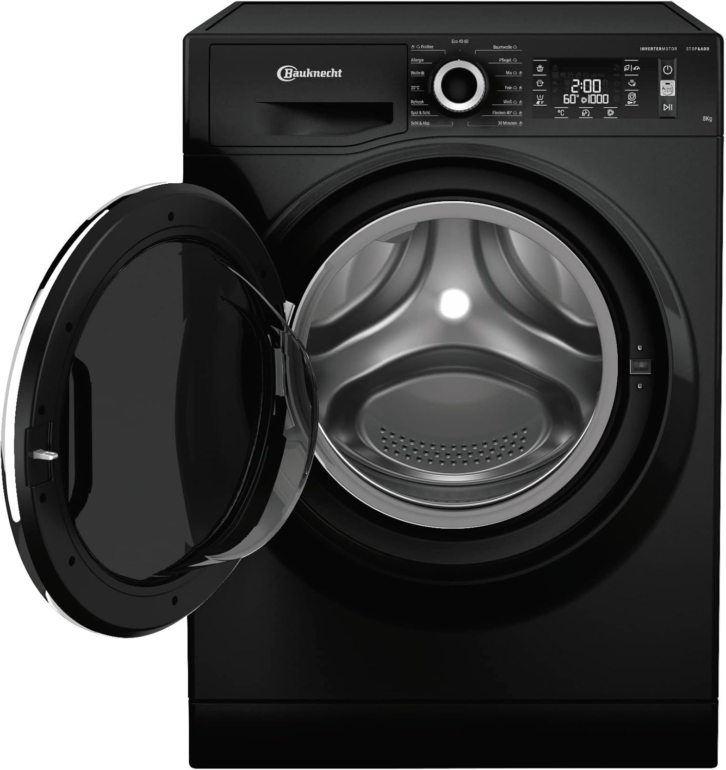 Bauknecht WM BB 8AA Waschmaschine Frontlader/8kg/ EEK A/Active Care Color+/kraftvolle Fleckentfernung/Dampf Programme/Steam Hygiene mit Antivirus/Steam Refresh/Stopp&Add Funktion/schwarz