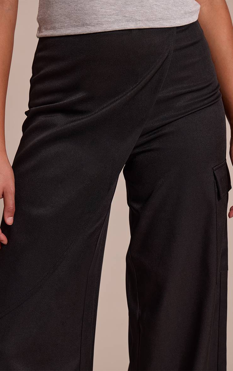 Noir Pantalon Cargo Tall Tissé À Détail Cache-cœur