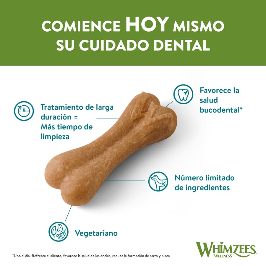 Petiscos dentais em formato de osso Whimzees para cães