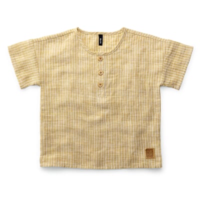 Kinder-T-Shirt Leinen gestreift, Hellgelb