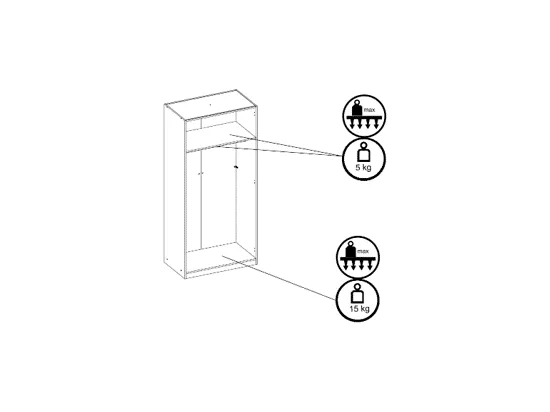 Armoire 2 portes - L92 cm - Blanc + Réhausse - BELOMY
