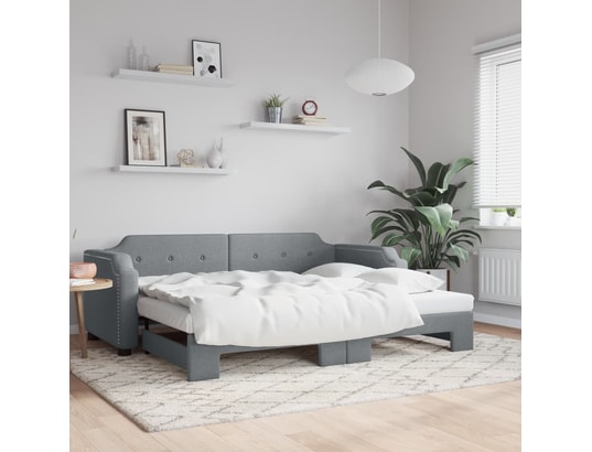 VIDAXL - Lit de jour avec lit gigogne gris clair 90x190 cm tissu
