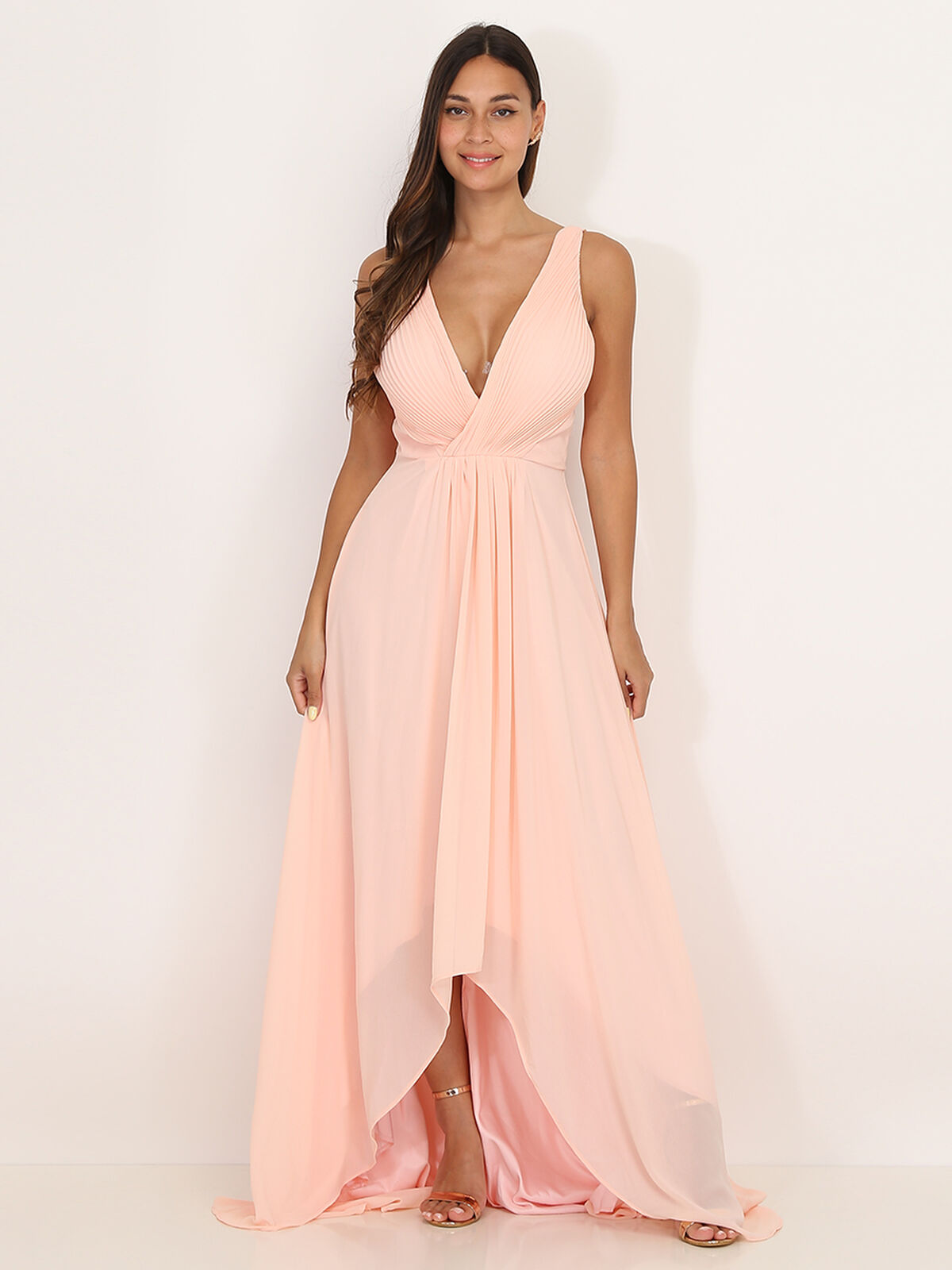 Robe longue asymétrique- Rose