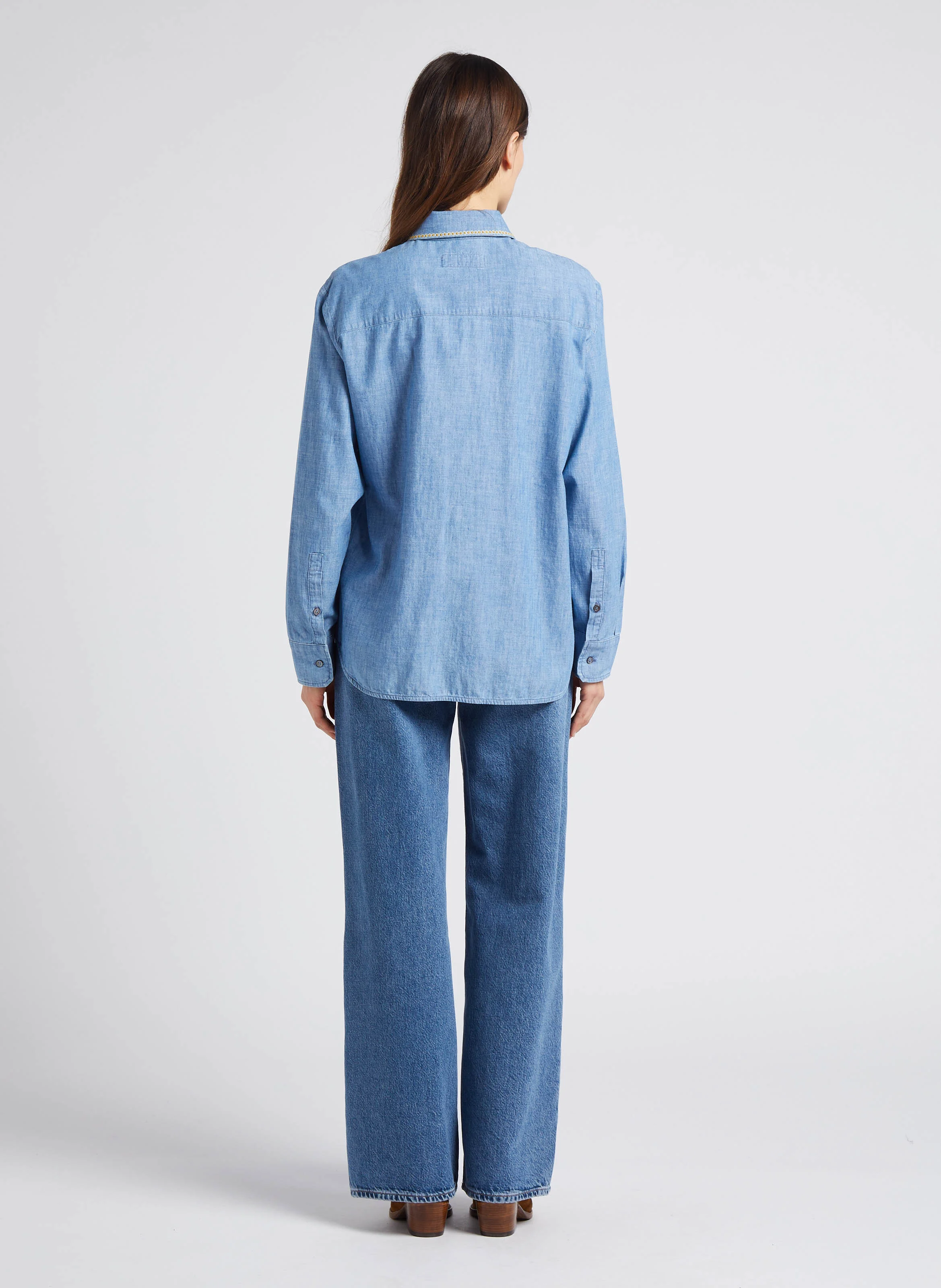 REBECCA - Jean ample droit taille haute en coton bio| Bleu
