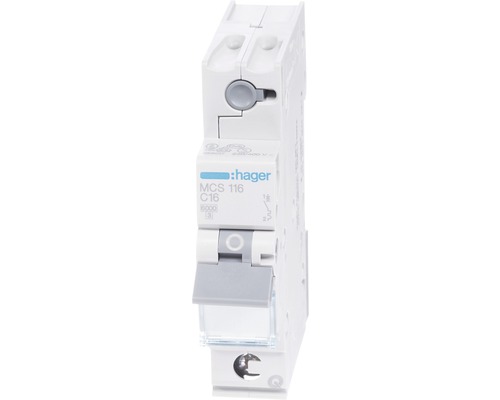 Hager MCS 116 16A miniatuurstroomonderbreker C 6 kA 1-polig snelkoppeling 1 module