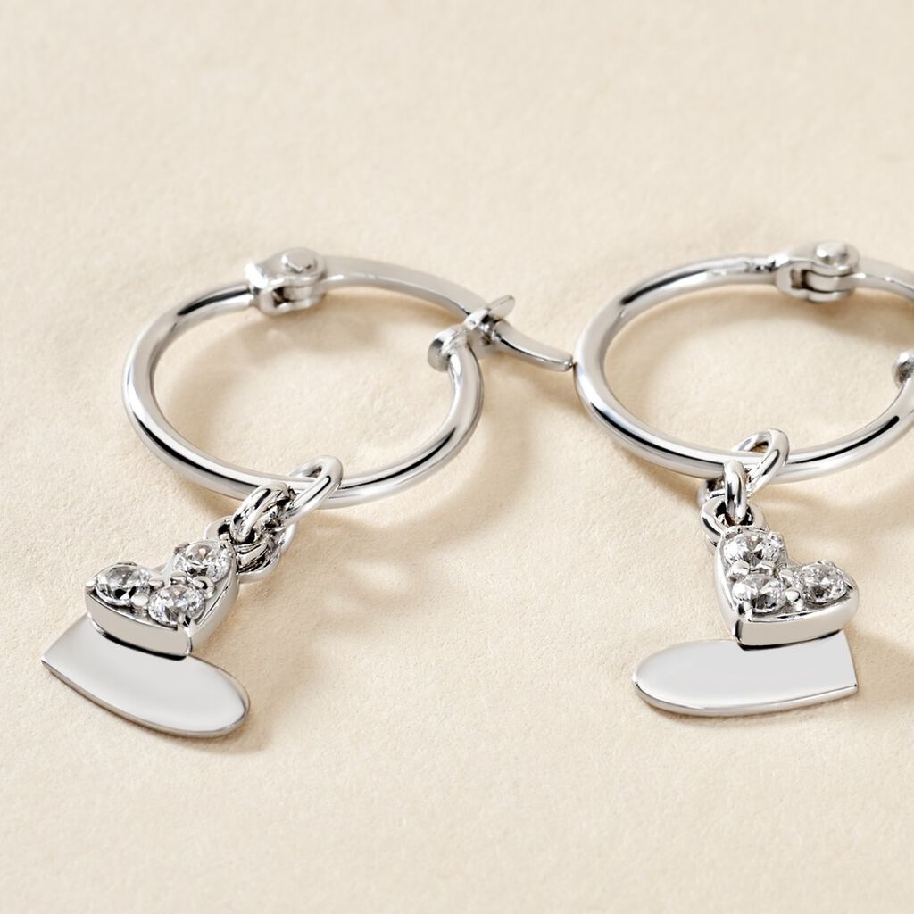 Créoles Salli Argent Blanc Oxyde De Zirconium