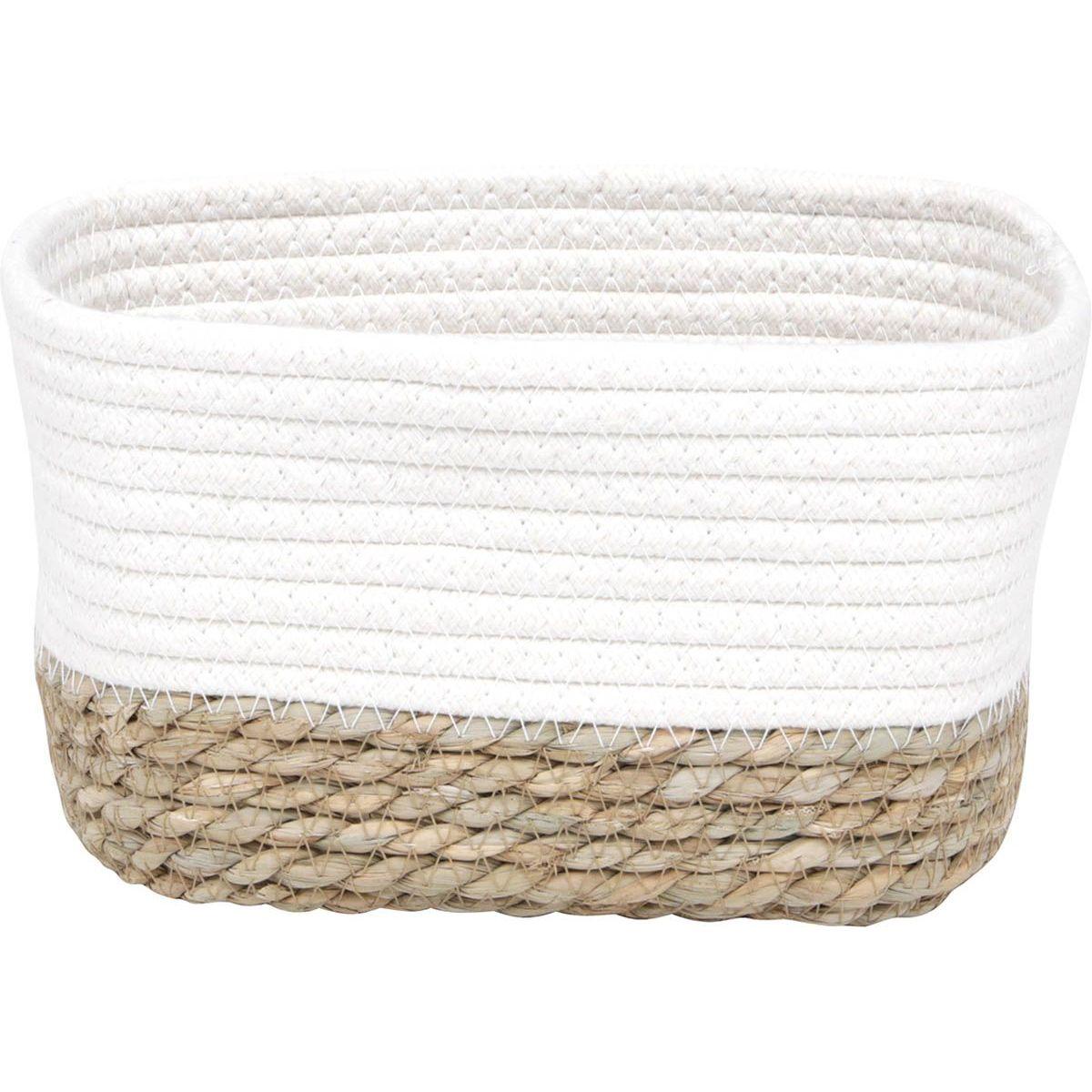 PANIER RECTANGLE COTON VEGETALE 23X15X13.5CM BLANC NATUREL