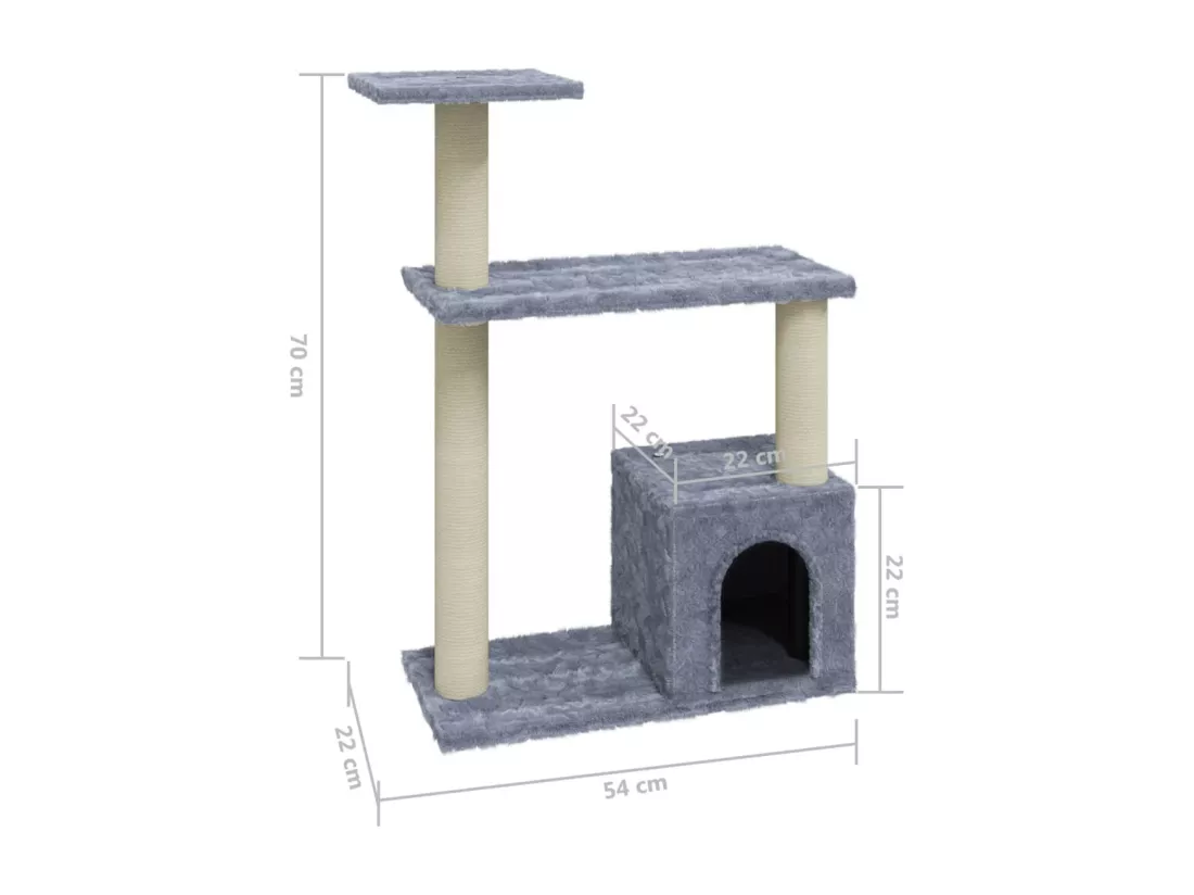 Arbre à chat avec griffoirs en sisal Gris clair 70 cm