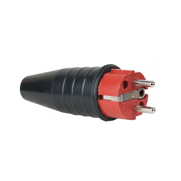 Showtec rubber schuko connector male 230V/240V rood