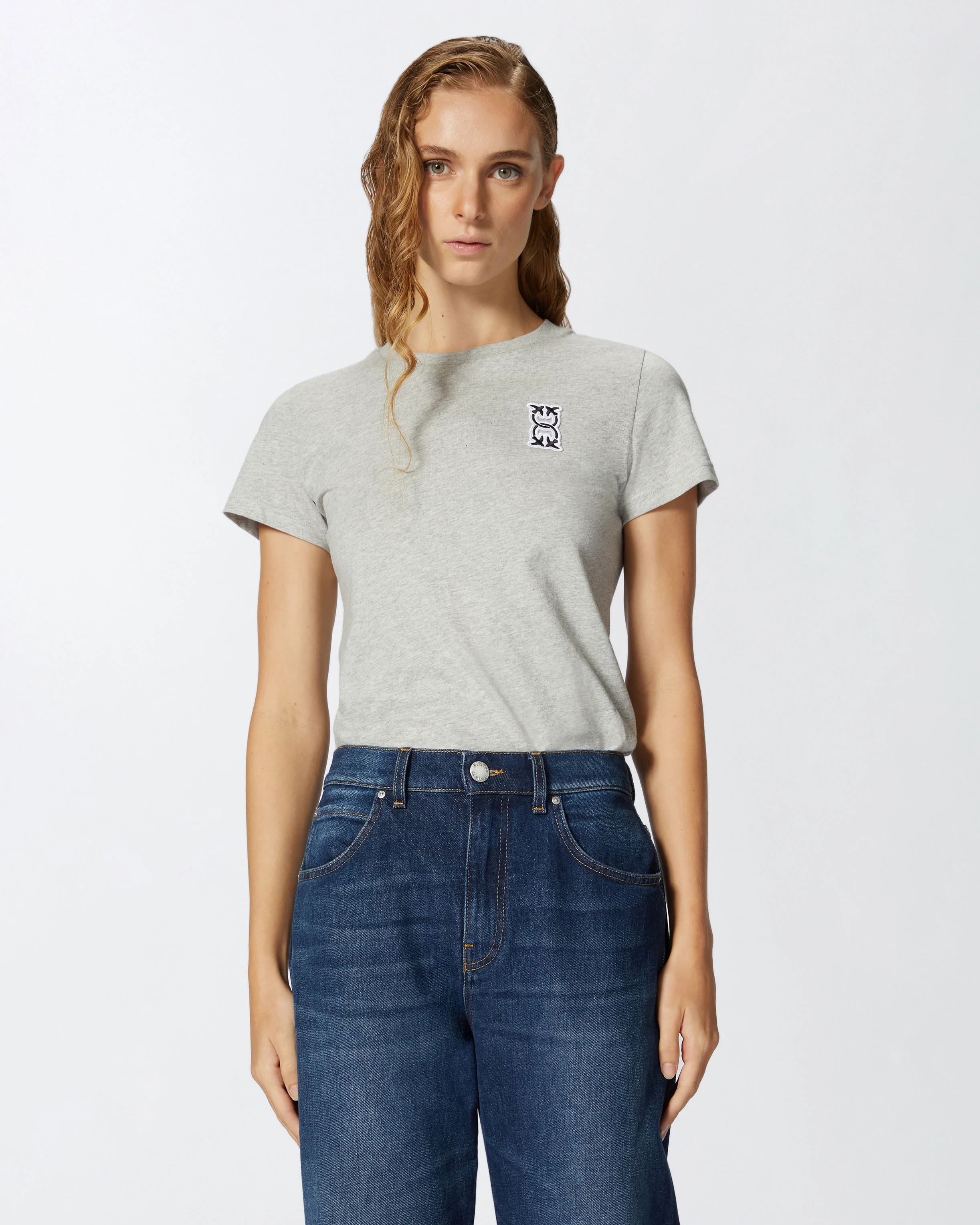 T-shirt avec appliqué monogram | Gris