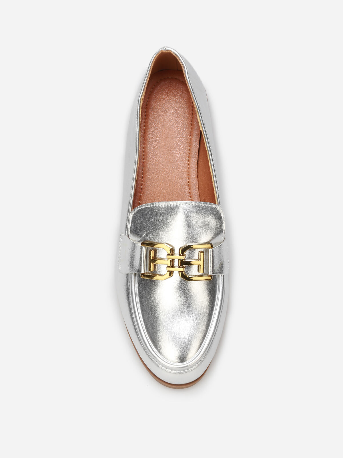 Mocassins classiques à boucle dorée- Argenté