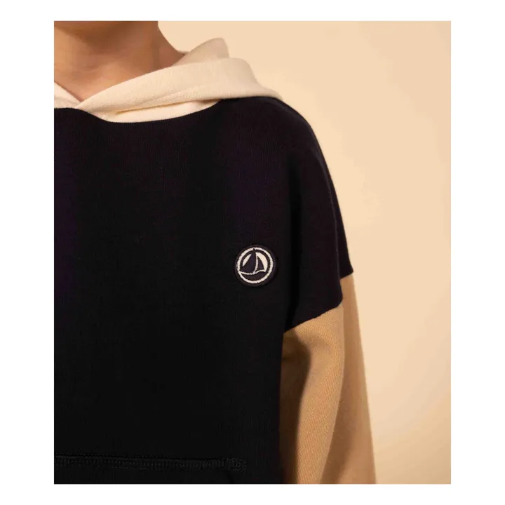 Petit Bateau Sweat à Capuche Bicolore | Bleu marine